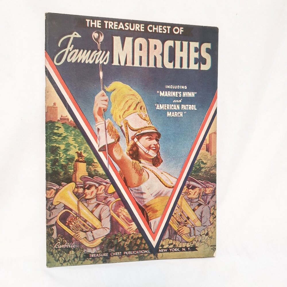 Famous Marches Military Marching WWII Sheet Music Booklet 1943 Treasure Chest